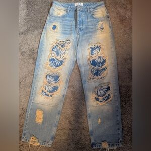 Free People Distressed Floral Patch Women's Jeans
